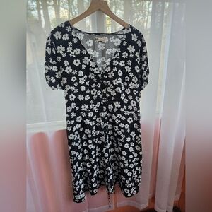 SO Black Midi Dress with White Floral Print